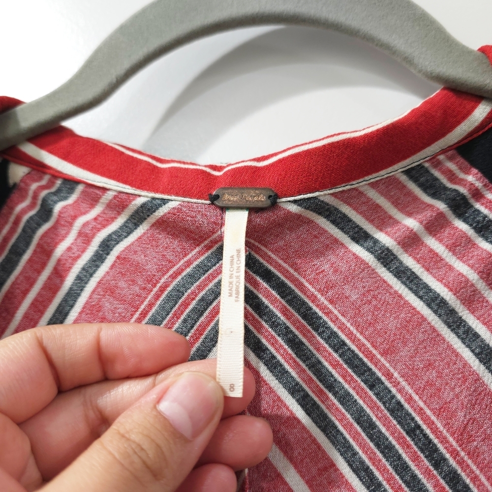 Free People Multicolor Patchwork Striped Floral S… - image 5